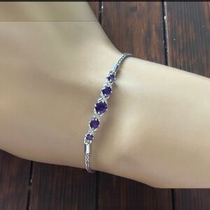Signed JWBR Purple Amethyst Bracelet and 925 Silver Bracelet